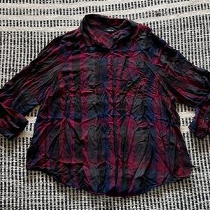 Torrid Size 4 Black & Raid Plaid Button up blouse